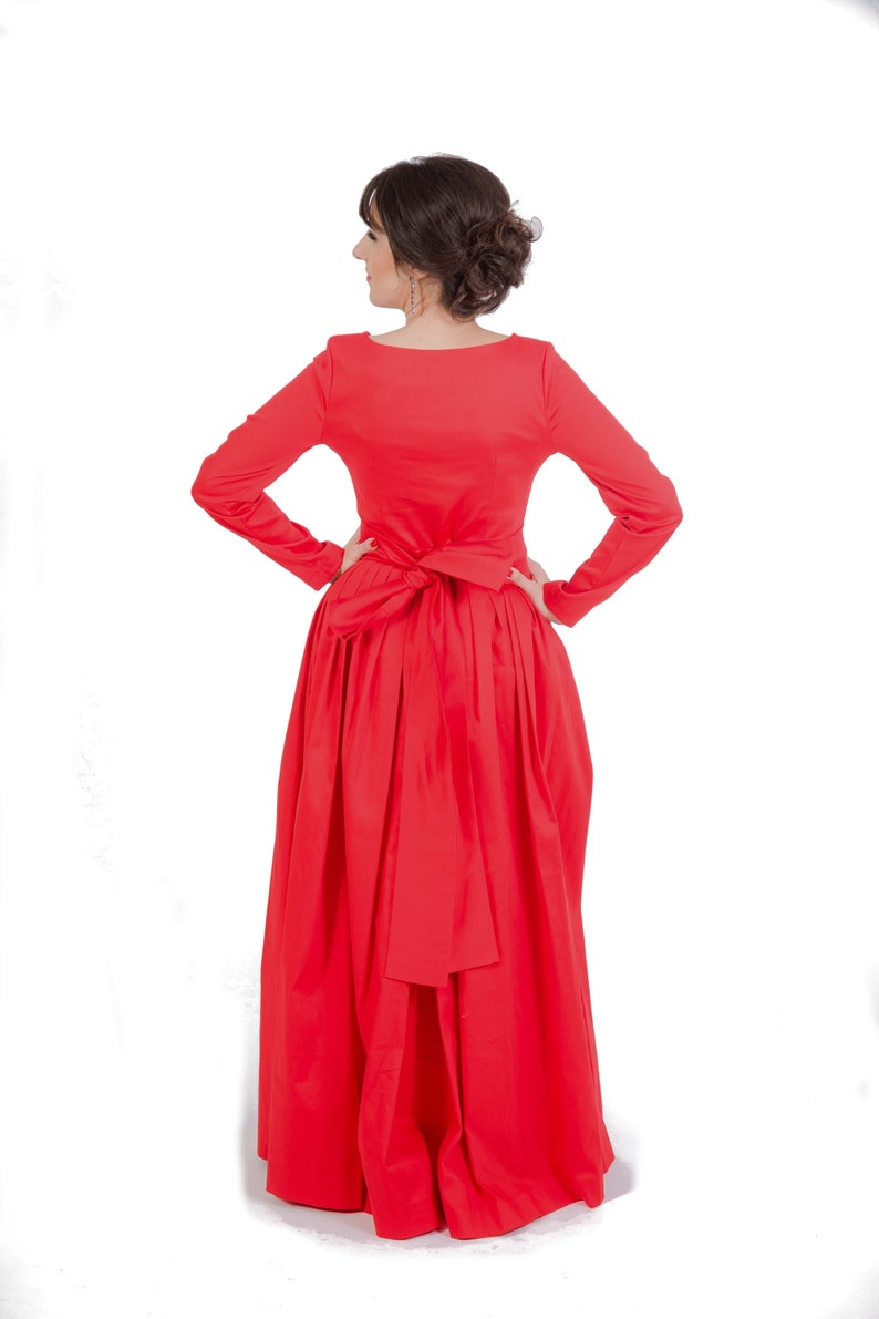 Womens Dress Long Dress Maxi Dress Red Dress Round Neck | Etsy