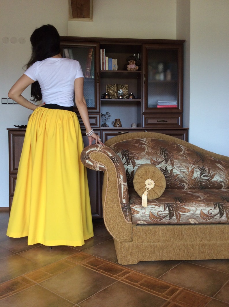 Pleated Skirt Yellow Maxi Skirt Wedding Skirt Long Skirt | Etsy