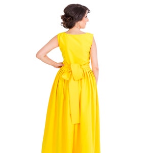 Womens Dress, Long Dress, Maxi Dress, Yellow Dress, Sleeveless Dress, Round Neck Dress, Pleated Dress, Party Dress, Evening Dress image 7