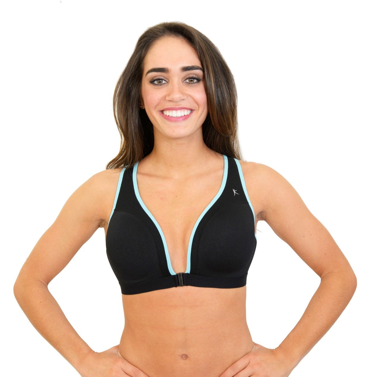 Danskin Sports Bra Med Impact Push-up Front Closure Plunging Front Nwt runs  Tight Order One Band Size Larger 