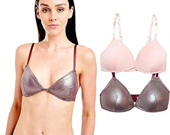 Bcbg bcbgeneration 2-pack wireless padded bra, solid pink & metalic burgundy nwt