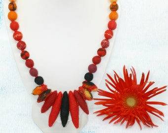 Wildfire - Handmade felt necklace