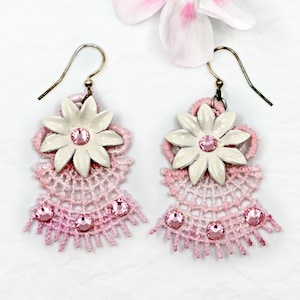 Lacy Flower - Handmade earrings made of real lace