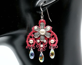 St. Petersburg - Handmade earrings made of real lace