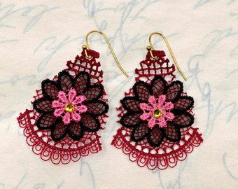 Rosemarys Wedding - Handmade earrings made of real lace