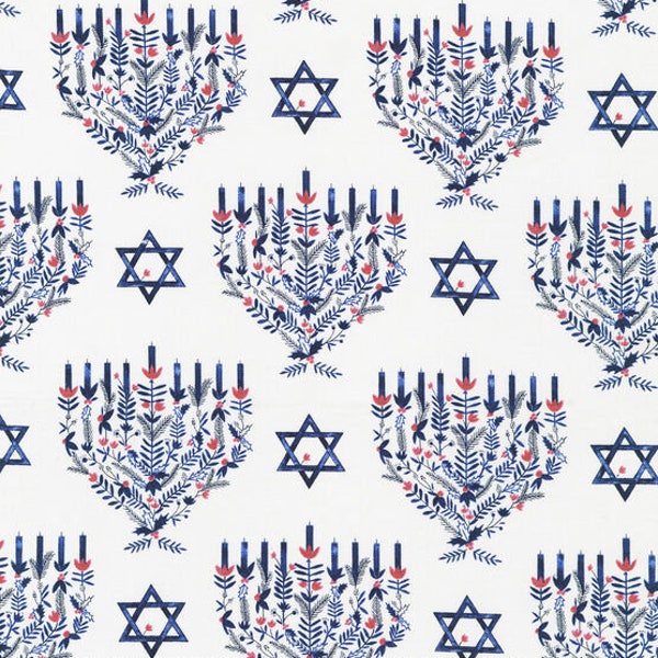 Hanukkah Fabric, Menorah, Fabric by the half yard, Craft fabric, Judaic, festival of lights, jewish fabric, jewish  holiday, decor, no.803