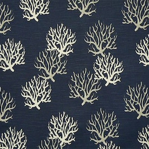 Tela costera, azul marino, tela coral, Isadella, tela de decoración del hogar, tela pesada Premier Prints no.679, tapicería, cortada a medida