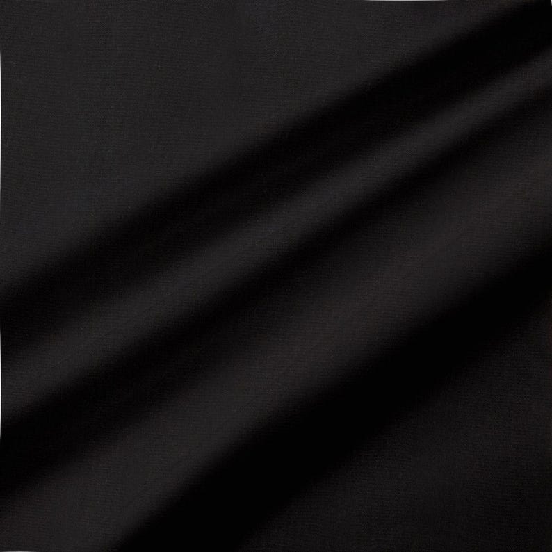 Solid Black Fabric, Black Kona Cotton, Quilters Fabric, 100% Cotton, Ready to ship, by the yard, Mask Fabric, 120 thread count image 1
