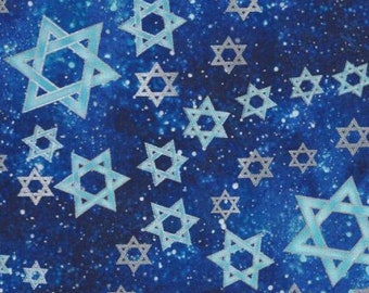 Jewish Fabric, Star of Peace Fabric, Star of David, Guilded, Quilters Cotton, Royal Blue, Judaica fabric, by the half yard, no.577, Royal