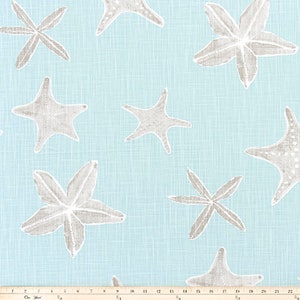 Coastal Fabric, Starfish, Premier Prints Fabric, Teal, Blue Haze, Sea Life, Cotton Fabric, Upholstery Fabric, by the yard, no.773, star fish