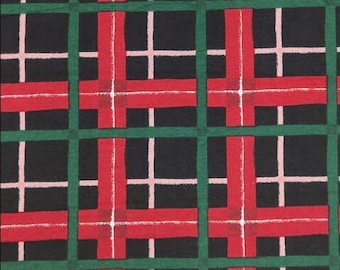 Holly Jolly Red & Green Plaid on Black Super Snuggle Christmas Flannel Fabric, 42" wide, Oeko-Tex Standard 100, 963