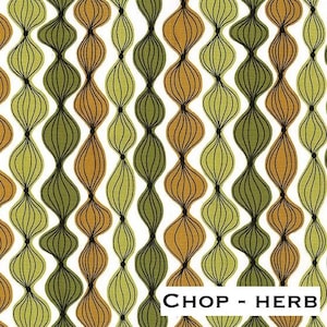 May include: A seamless pattern featuring a repeating design of wavy, abstract shapes in shades of green, brown, and white. The pattern is reminiscent of 1960s and 1970s design.