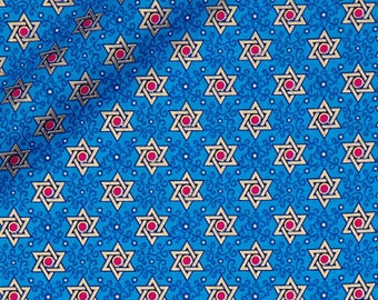 Judaic Fabric, Star of Peace, Metallic, Hanukkah fabric, Star of David, Jewish fabric, Quilting, Michael Miller fabric, half yard no.732