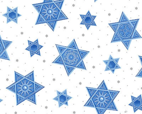 Quilters Cotton, Face Mask Fabric, Judaic, White Star of David, no.323, Judica fabric, quilting cotton, fabric by the half yard,