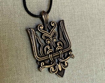 Ukrainian Tryzub pendant necklace, Ukrainian coat of arms, Ukrainian gift.