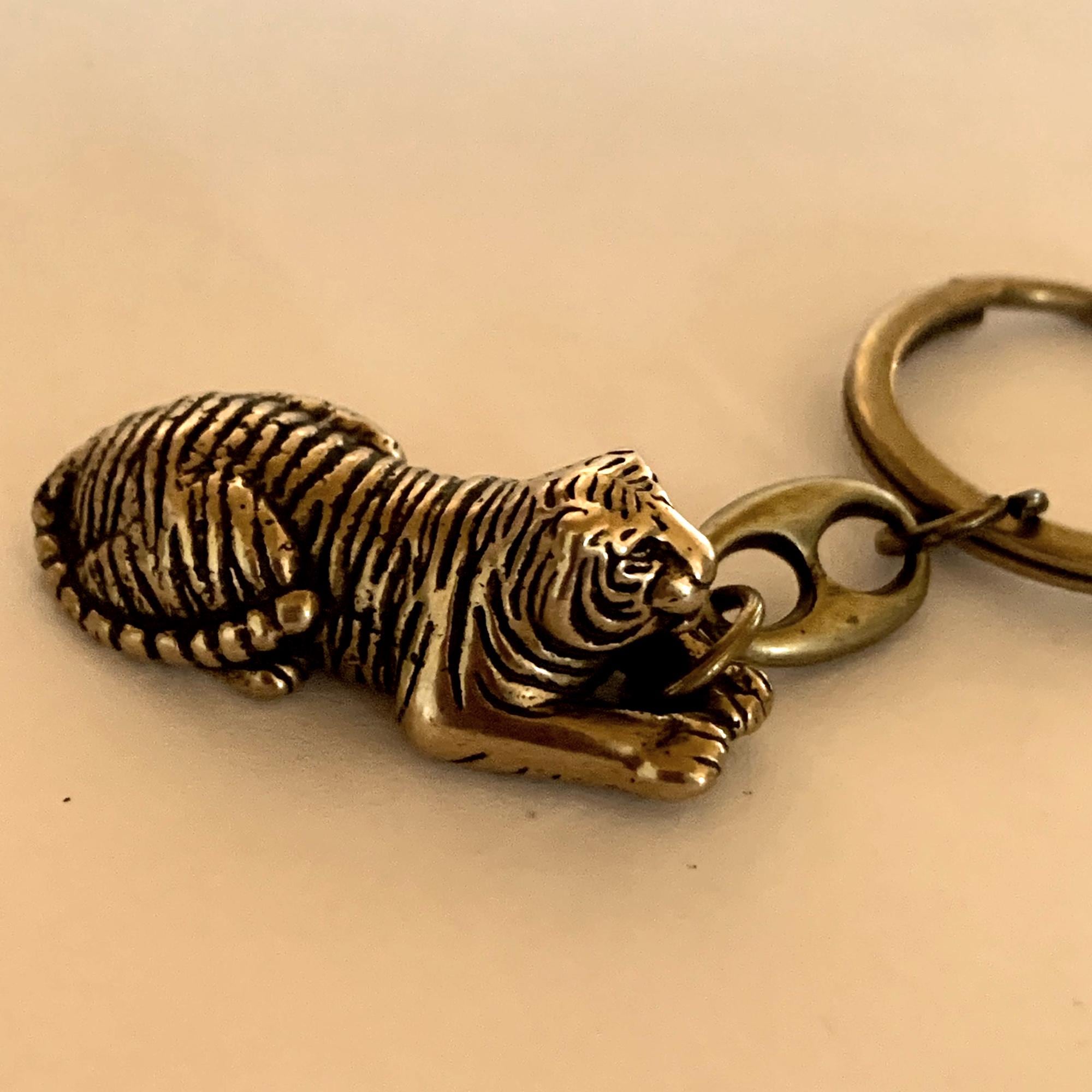 Bronze Tiger Keychain, Zodiac Animal Keyring, Year of the Tiger
