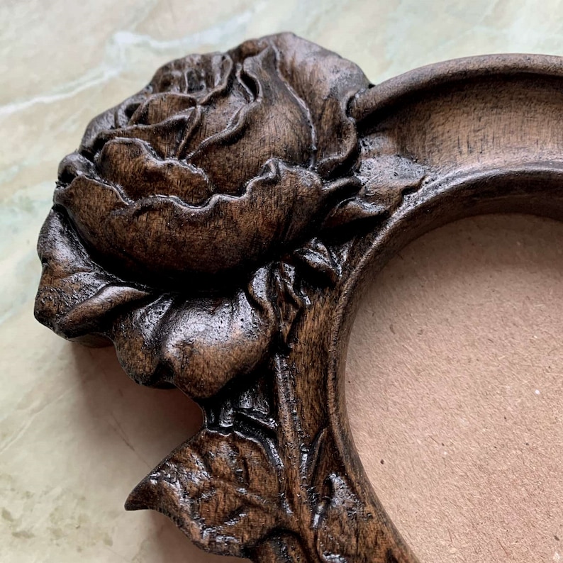 Wooden Heart Shaped Photo Picture Frame With Roses Wood Etsy