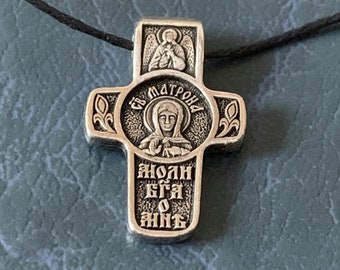 Heilige Matrona Kreuz Anhänger Symbol Halskette. Matrona Gesegnetes Eldress von Moskau Christlicher Charme. Religiöses Geschenk