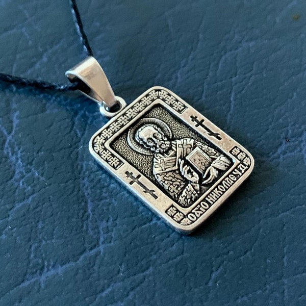 Saint Nicholas the Wonderworker, Archbishop of Myra in Lycia Icon Pendant Necklace. Christian Charm. Confirmation Gift.