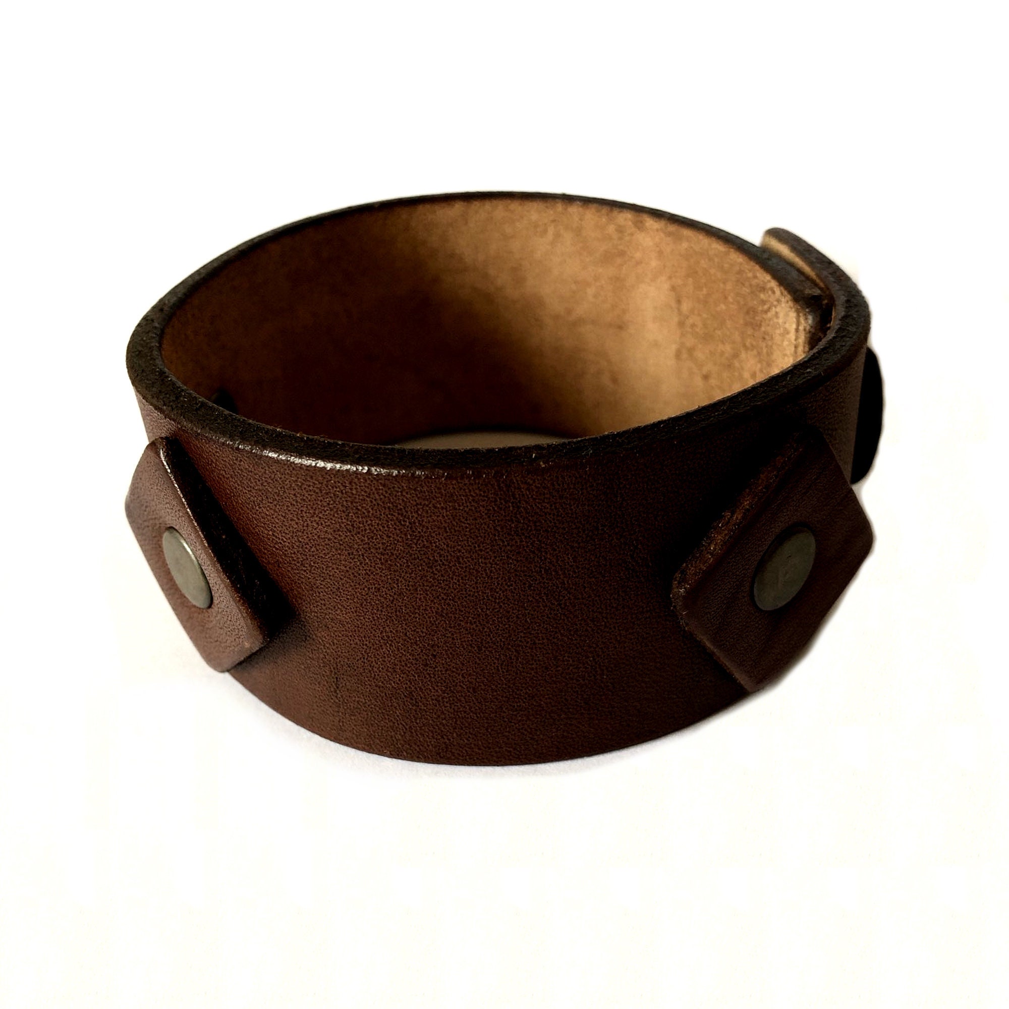 Leather Wrist Cuff for Men. Wide Adjustable Bracelet. Black or Etsy
