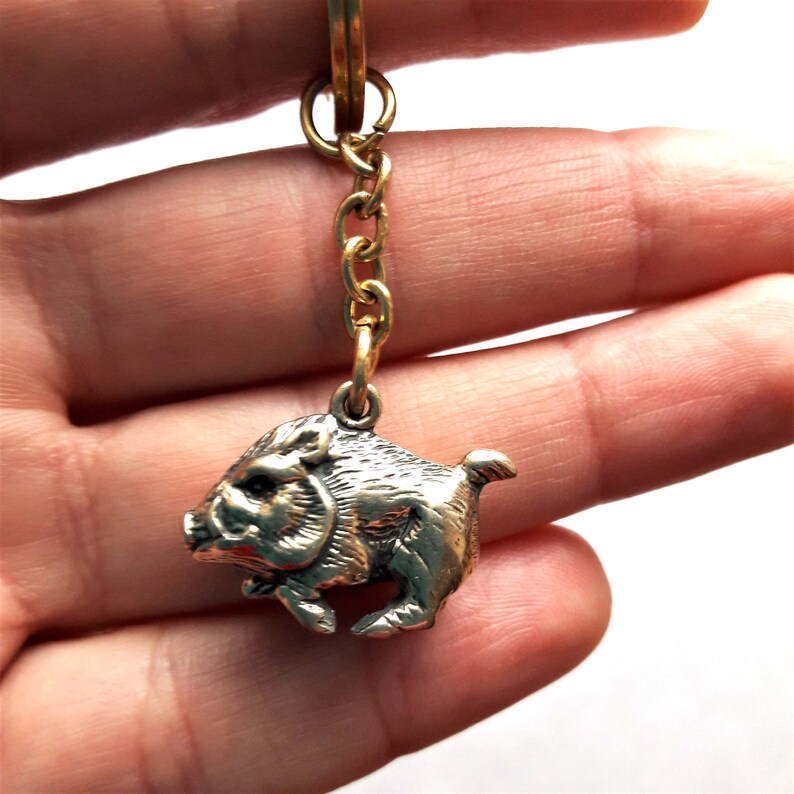 Wild Boar Keychain Hunting Bronze Keychain Symbol 2019 New Etsy