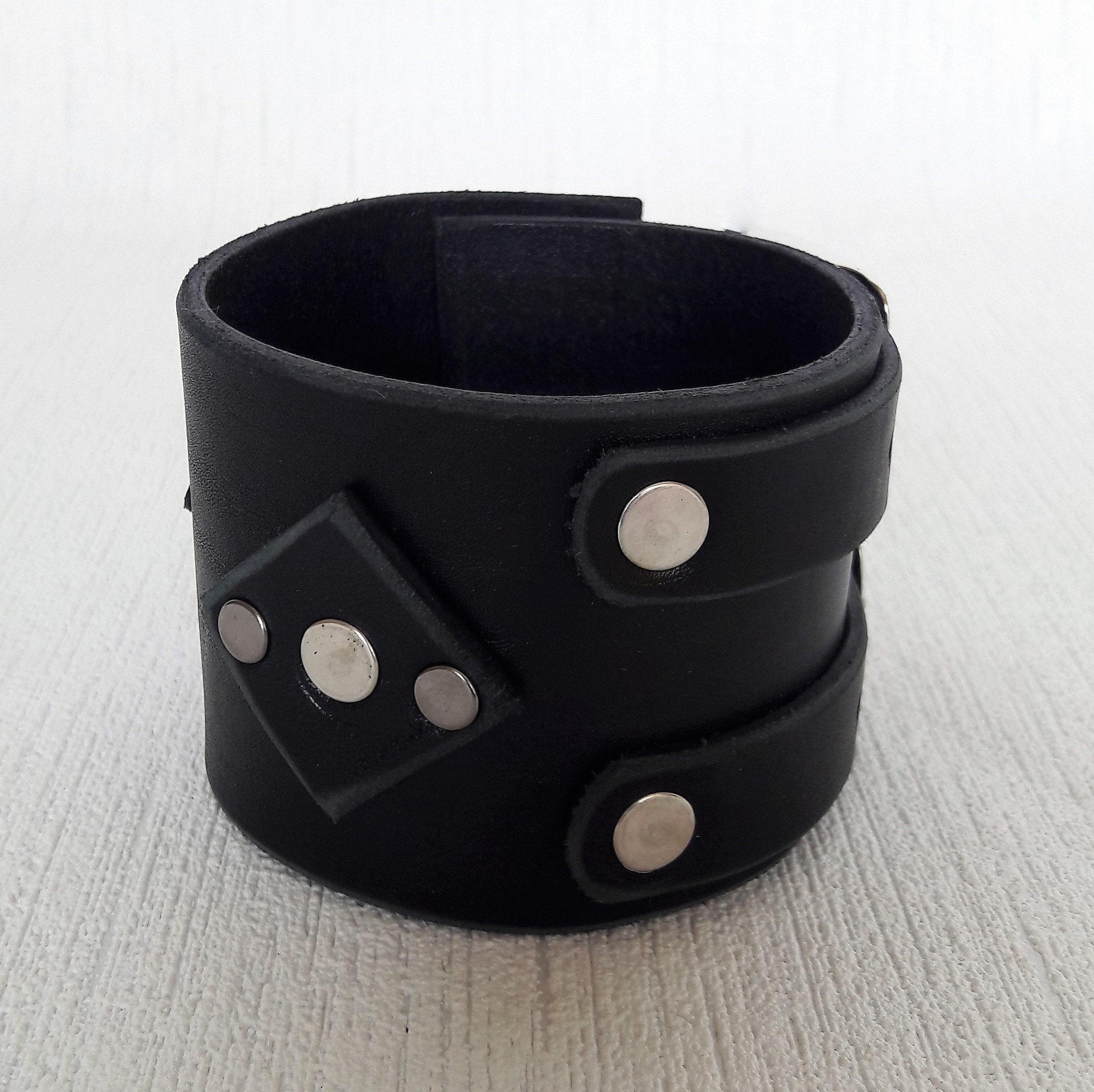 Wide leather bracelet for men Genuine leather cuff bracelet | Etsy