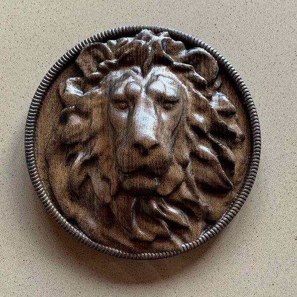 6 "houtsnijwerk 3D lion head muur decor ronde rozet applique meubels onlay, voor decoratie wanddeuren mantels