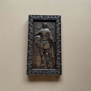 St. George the Victorious Wooden Carved Icon, Wooden gift, Christian icon, Religious Decor