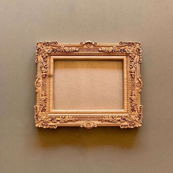 Beautiful wood wall picture frame. Decorative square photo frame baroque carved for wall. Handcrafted frame.