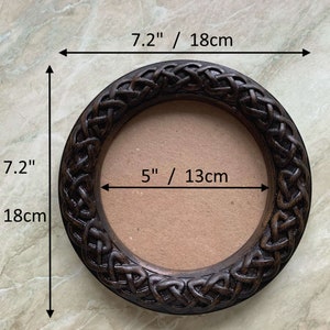 Round Celtic Knots Photo Picture Frame Wall Mounted Home Decor Solid Wood Carved