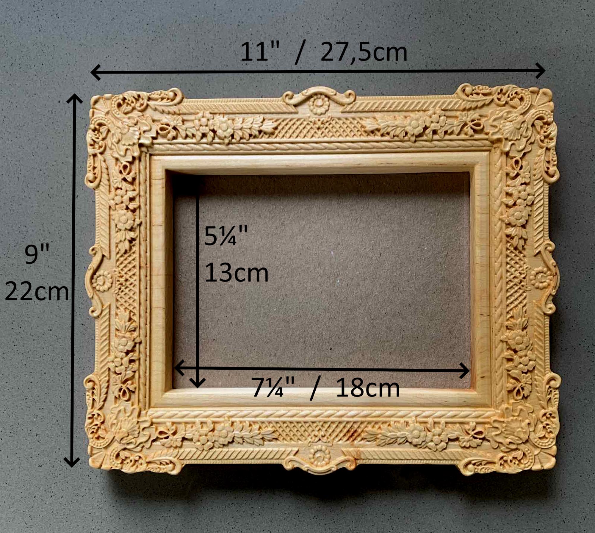 木製フレーム 花柄デザイン 7.5x7.5cm