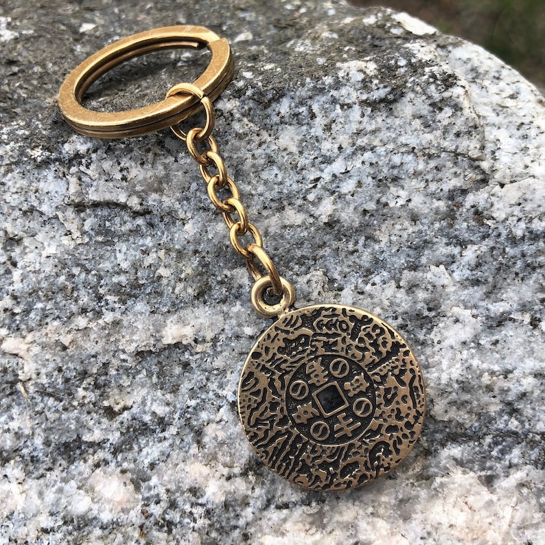 Korean Coin of Happiness Bronze Keychain. Mens Lucky Charm Etsy