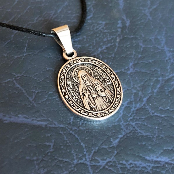 Saint Elizabeth Pendant Icon Necklace. Holy New Martyr Grand Duchess Elizabeth Christian Charm. Religious Gift