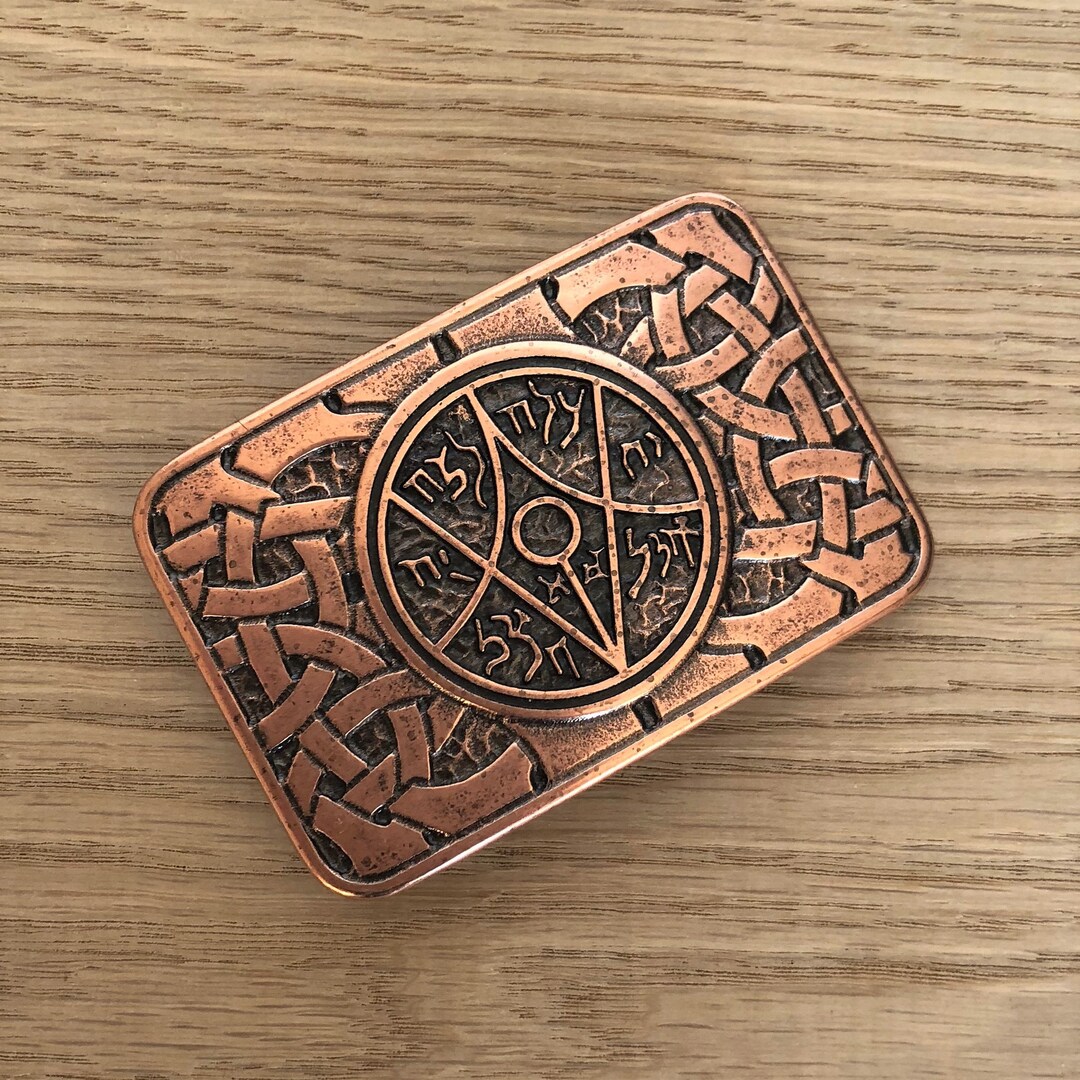 Hebrew Amulet Buckle for Belt, Ancient Hebrew Symbol Belt Close Mens