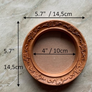 Small Picture Frame, Round Photo Frames, Decorative Floral Ornate Romantic Carved Wood Picture Frame, Wall Mounted