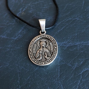 Saint Alexandra Pendant Icon Necklace. Holy Martyr Empress Alexandra of Rome Christian Charm. Religious gift.