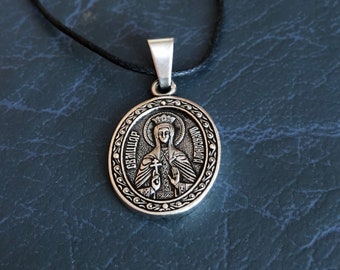 Heilige Alexandra Anhänger Symbol Halskette. Heilige Märtyrerin Kaiserin Alexandra von Rom Christlicher Charme. Religiöses Geschenk.
