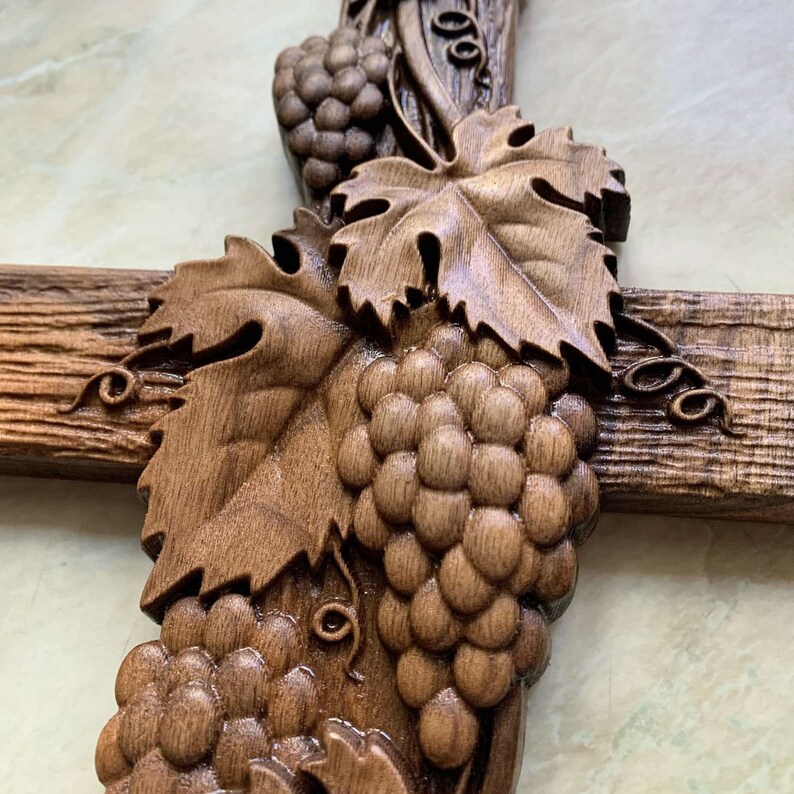 Vine Cross Orthodox Wooden Carved Christian Cross Decor First Etsy