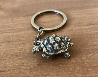 Bronze Turtle Keychain, Reptile Charm - 8th Anniversary Gift