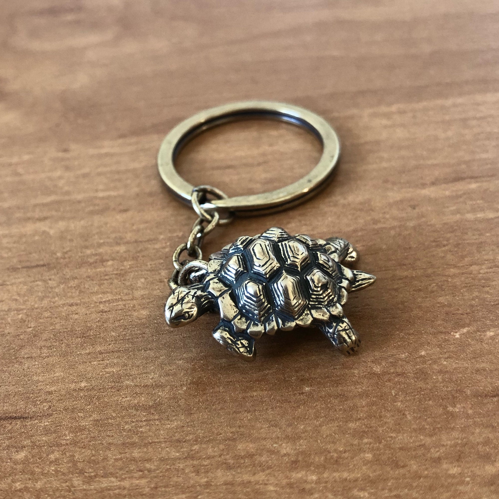 Cute Turtle Keychain Bronze Bag Charm. Tortlise Keychain. Etsy