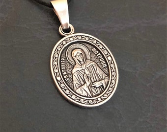 Anhänger der Heiligen Matrona-Medaille, Ikonen-Halskette. Matrona, selige Älteste von Moskau Christlicher Charme. Religiöses Geschenk