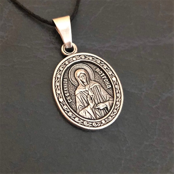 Saint Matrona Medal Pendant, Icon Necklace. Matrona, Blessed Eldress of Moscow Christian Charm. Religious gift