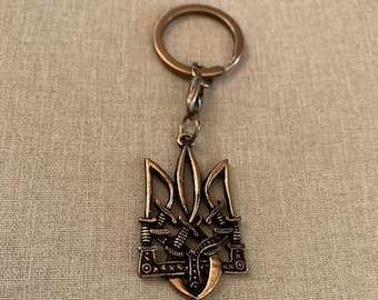 Ukraine keychain coat of arms Trident Tryzub Emblem Of Ukraine Patriotic Souvenir
