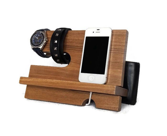 Oak wood phone docking station iPhone Android dock station Etsy