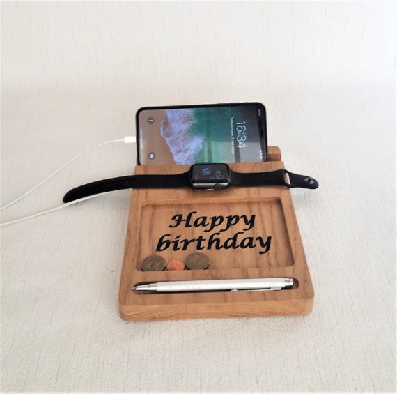Anniversary Gift Iphone Apple Watch Stand Bedside Organizer Etsy