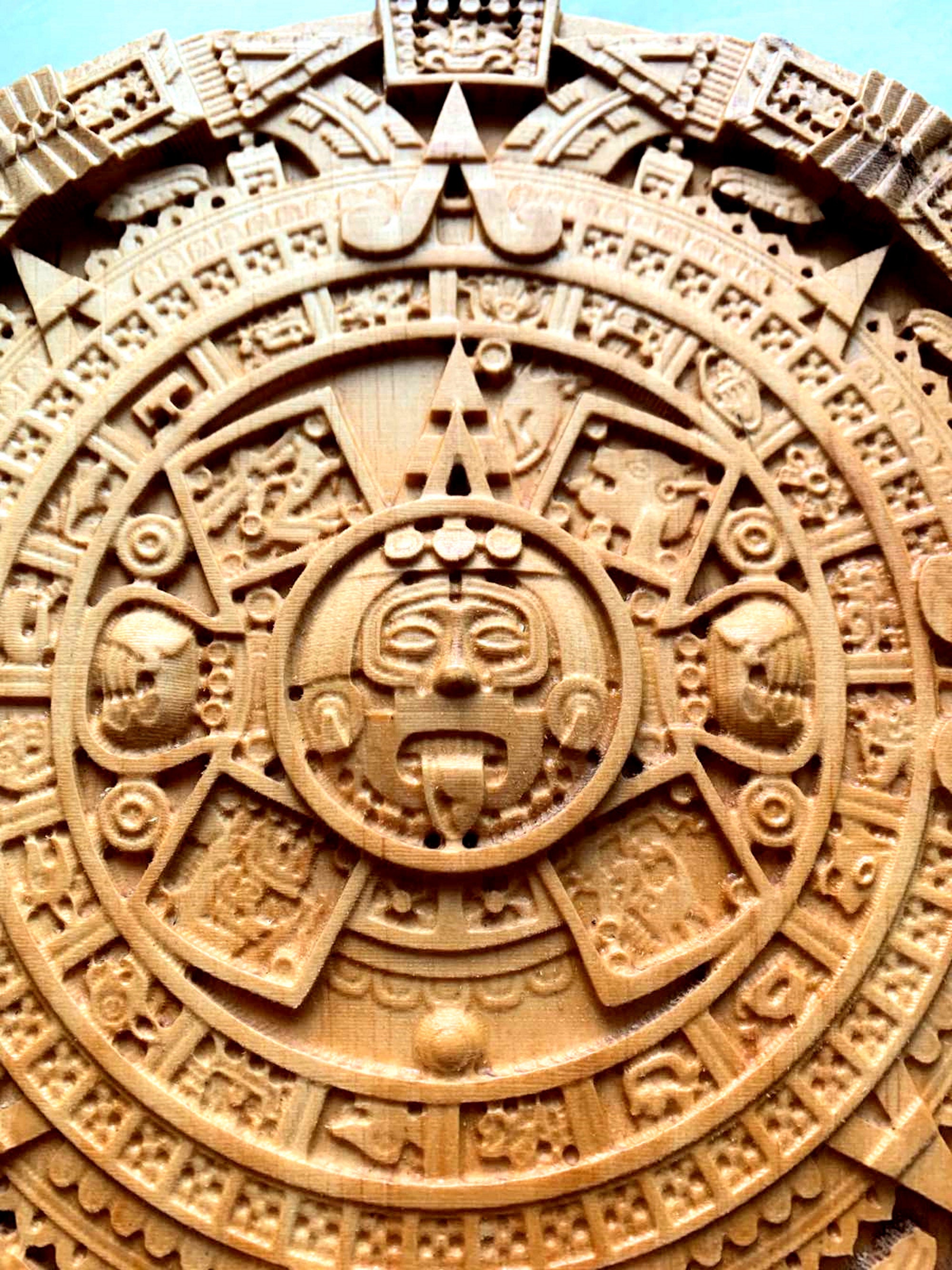 Aztec Mayan Calendar carved wood picture. 8 Diameter Etsy