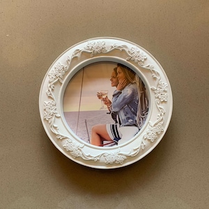 Round Flower Photo Picture Decorative Frame Floral Ornate Romantic Carved Wood Wall Mounted Home Decor Embroidery Frames