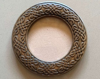 Round Celtic knotwork wooden frame, 6x6 inches wall mount frame, Carved wooden frames, Viking decor, Cabin rustic home decor.