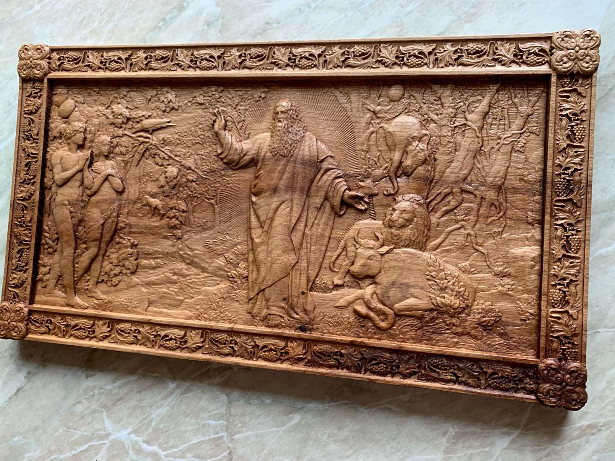 The Sixth Day Of Creation Carved Wood Panel 3D FREE SHIPPING Etsy The sixth day of creation carved wood panel 3d free shipping etsy