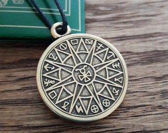 Talisman for Safe Travel Pendant Necklace. Cabalistic Talisman of Mercury. Pentacles of Mercury Pendant.